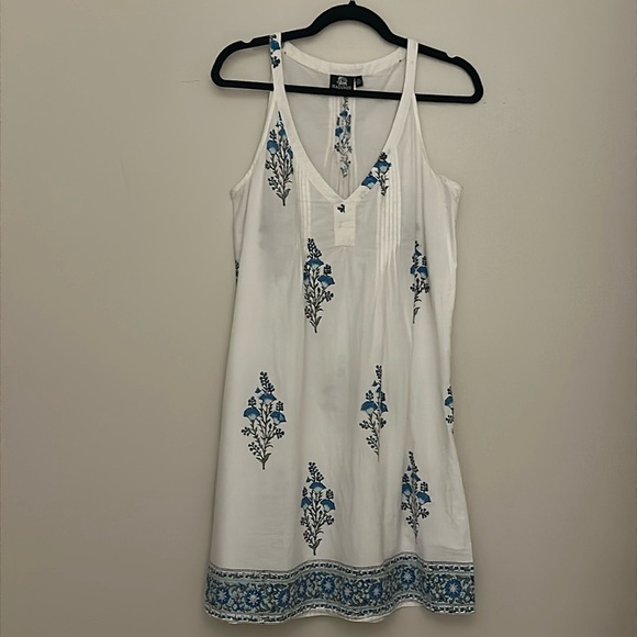Madison Matthews White Floral Print Tank Dress Sz XS Coastal Boho Relaxed Chic - Picture 1 of 7